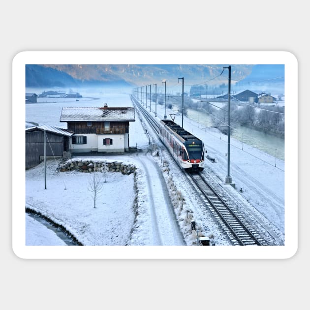 The train to Interlaken Sticker by Cretense72